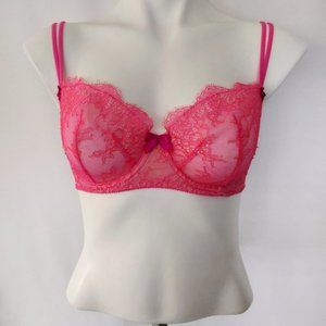 Victoria's Secret Pink Lace Underwire Unlined Demi Bra 34D